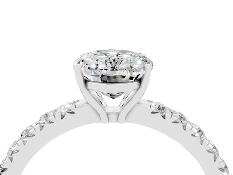 White gold Oval Cut Moissanite Pavé Solitaire Engagement Ring with Four-Prong Setting_40