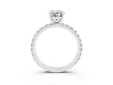 White gold Oval Cut Moissanite Pavé Solitaire Ring with Round Band and Prong Setting_39