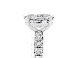 White gold Oval Cut Moissanite Pavé Solitaire Ring with Round Band and Prong Setting_41
