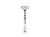 White gold Oval Cut Moissanite Pave Band Solitaire Ring with Four-Prong Setting_26