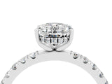 White gold Oval Cut Moissanite Pave Band Solitaire Ring with Four-Prong Setting_28