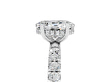White gold Oval Cut Moissanite Pave Band Solitaire Ring with Four-Prong Setting_29