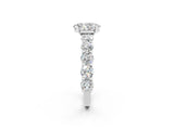 White gold Oval Cut Moissanite Prong Setting with Side Stones on a Pave Band_2