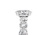 White gold Oval Cut Moissanite Prong Setting with Side Stones on a Pave Band_5
