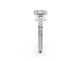 White gold Oval Cut Moissanite Ring with Milgrain Pavé Band and Four-Prong Setting_14