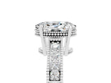White gold Oval Cut Moissanite Ring with Milgrain Pavé Band and Four-Prong Setting_17