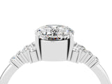 White gold Oval Cut Moissanite Ring with Side Stones and Four-Prong Setting_100