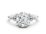 White gold Oval Cut Moissanite Ring with Side Stones and Four-Prong Setting_96