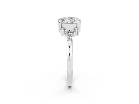 White gold Oval Cut Moissanite Ring with Side Stones and Four-Prong Setting_98