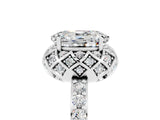 White gold Oval Cut Moissanite Scalloped Halo Engagement Ring with Round Shared Prong Band_17