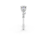 White gold Oval Cut Moissanite Scattered Round Accent Ring with Prong Setting_26