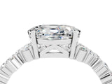 White gold Oval Cut Moissanite Scattered Round Accent Ring with Prong Setting_28