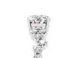 White gold Oval Cut Moissanite Scattered Round Accent Ring with Prong Setting_29