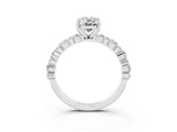 White gold Oval Cut Moissanite Side Stone Solitaire Ring with Round  and Four-Prong Setting_69
