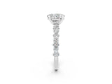 White gold Oval Cut Moissanite Side Stone Solitaire Ring with Round  and Four-Prong Setting_71