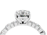 White gold Oval Cut Moissanite Side Stone Solitaire Ring with Round  and Four-Prong Setting_73