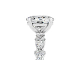 White gold Oval Cut Moissanite Side Stone Solitaire Ring with Round  and Four-Prong Setting_74