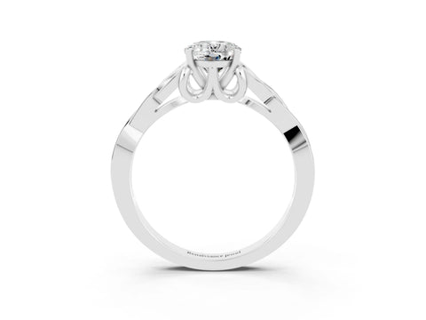 White gold Oval Cut Moissanite Solitaire Celtic Knot Ring with Four-Prong Setting_15