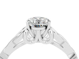 White gold Oval Cut Moissanite Solitaire Celtic Knot Ring with Four-Prong Setting_16