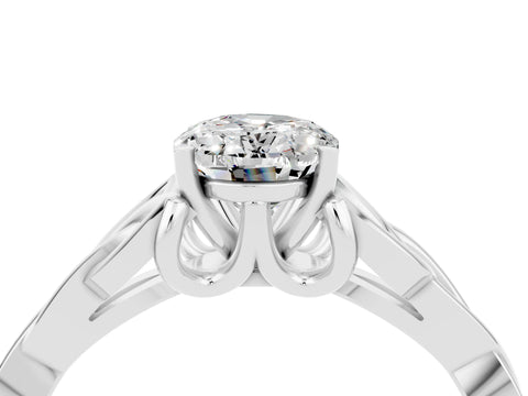 White gold Oval Cut Moissanite Solitaire Celtic Knot Ring with Four-Prong Setting_16