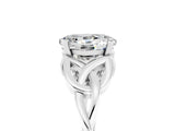 White gold Oval Cut Moissanite Solitaire Celtic Knot Ring with Four-Prong Setting_17