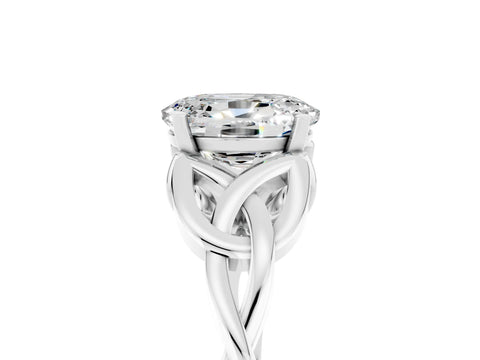 White gold Oval Cut Moissanite Solitaire Celtic Knot Ring with Four-Prong Setting_17