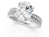 White gold Oval Cut Moissanite   Solitaire Diamond Ring with Milgrain Pavé Band and Four-Prong Setting_34