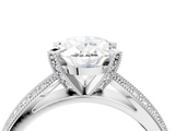 White gold Oval Cut Moissanite   Solitaire Diamond Ring with Milgrain Pavé Band and Four-Prong Setting_37