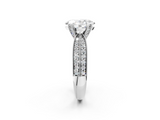 White gold Oval Cut Moissanite   Solitaire Diamond Ring with Milgrain Pavé Band and Four-Prong Setting_46