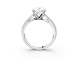 White gold Oval Cut Moissanite   Solitaire Diamond Ring with Milgrain Pavé Band and Four-Prong Setting_47