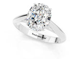 White gold Oval Cut Moissanite Solitaire Engagement Ring with Cathedral Setting and Four-Prong Mount_31