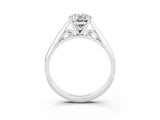 White gold Oval Cut Moissanite Solitaire Engagement Ring with Cathedral Setting and Four-Prong Mount_33