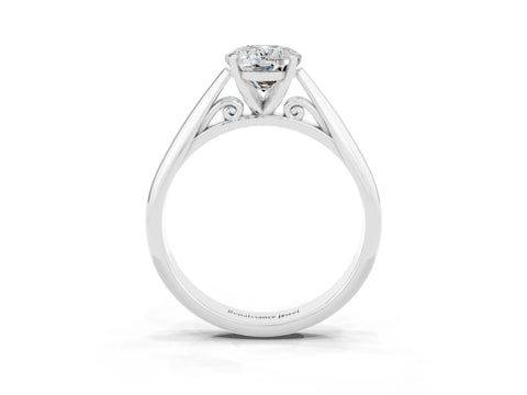 White gold Oval Cut Moissanite Solitaire Engagement Ring with Cathedral Setting and Four-Prong Mount_51