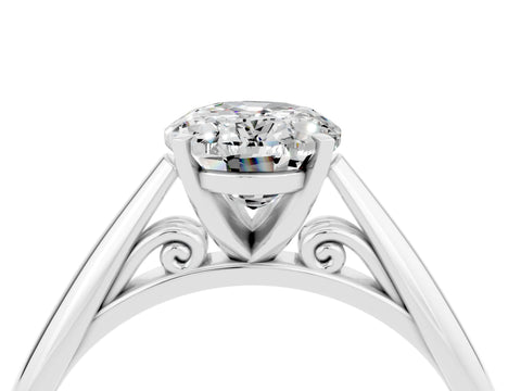 White gold Oval Cut Moissanite Solitaire Engagement Ring with Cathedral Setting and Four-Prong Mount_52