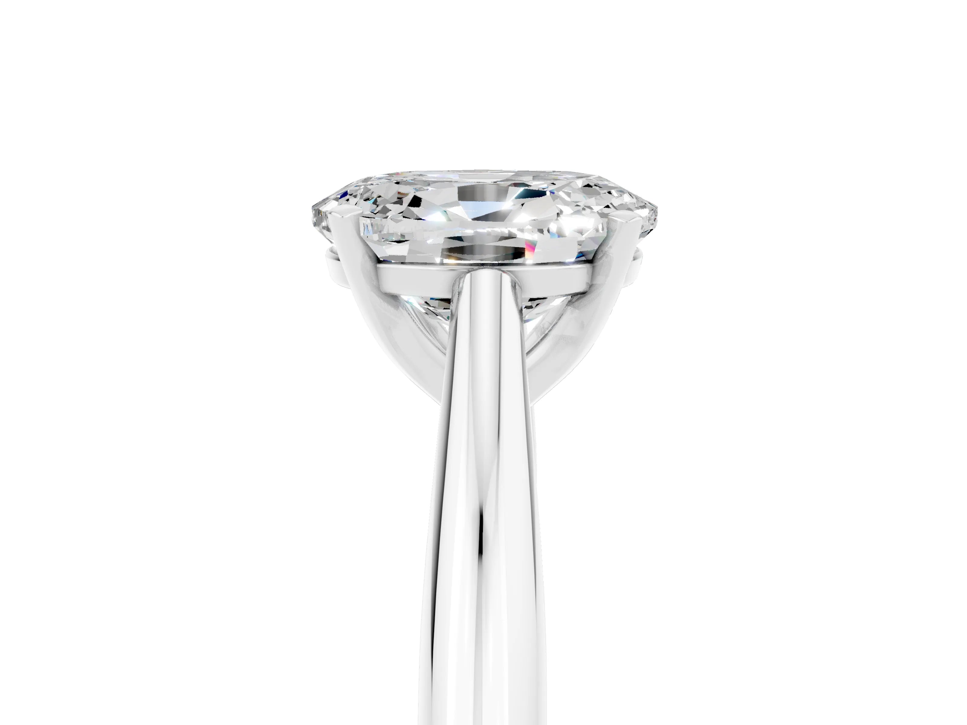 White gold Oval Cut Moissanite Solitaire Engagement Ring with Cathedral Setting and Four-Prong Mount_53
