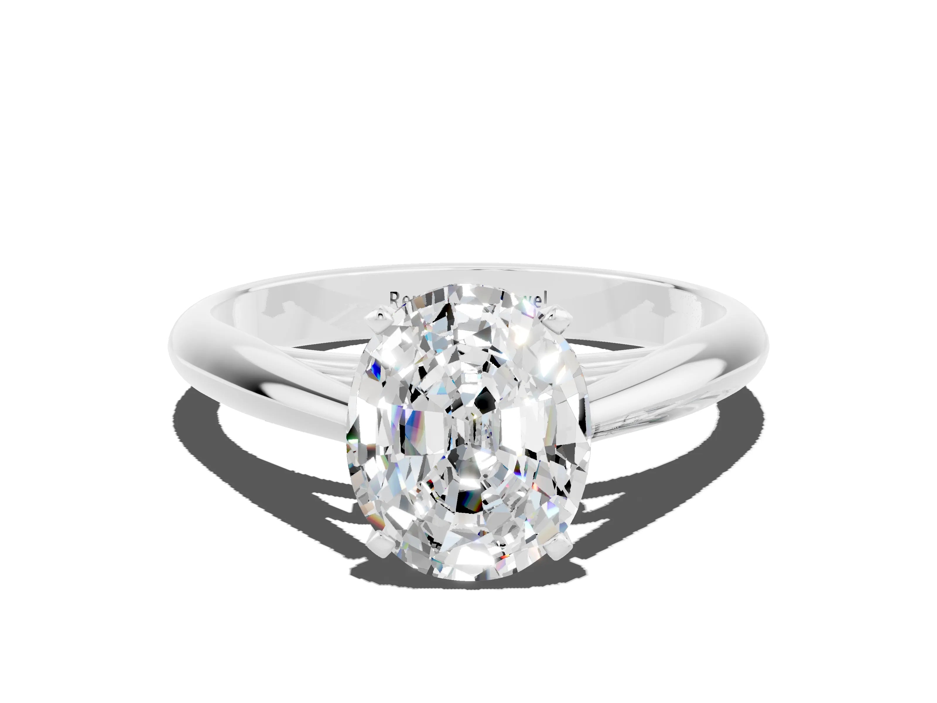 White gold Oval Cut Moissanite Solitaire Engagement Ring with Cathedral Setting and Four-Prong Mount_59