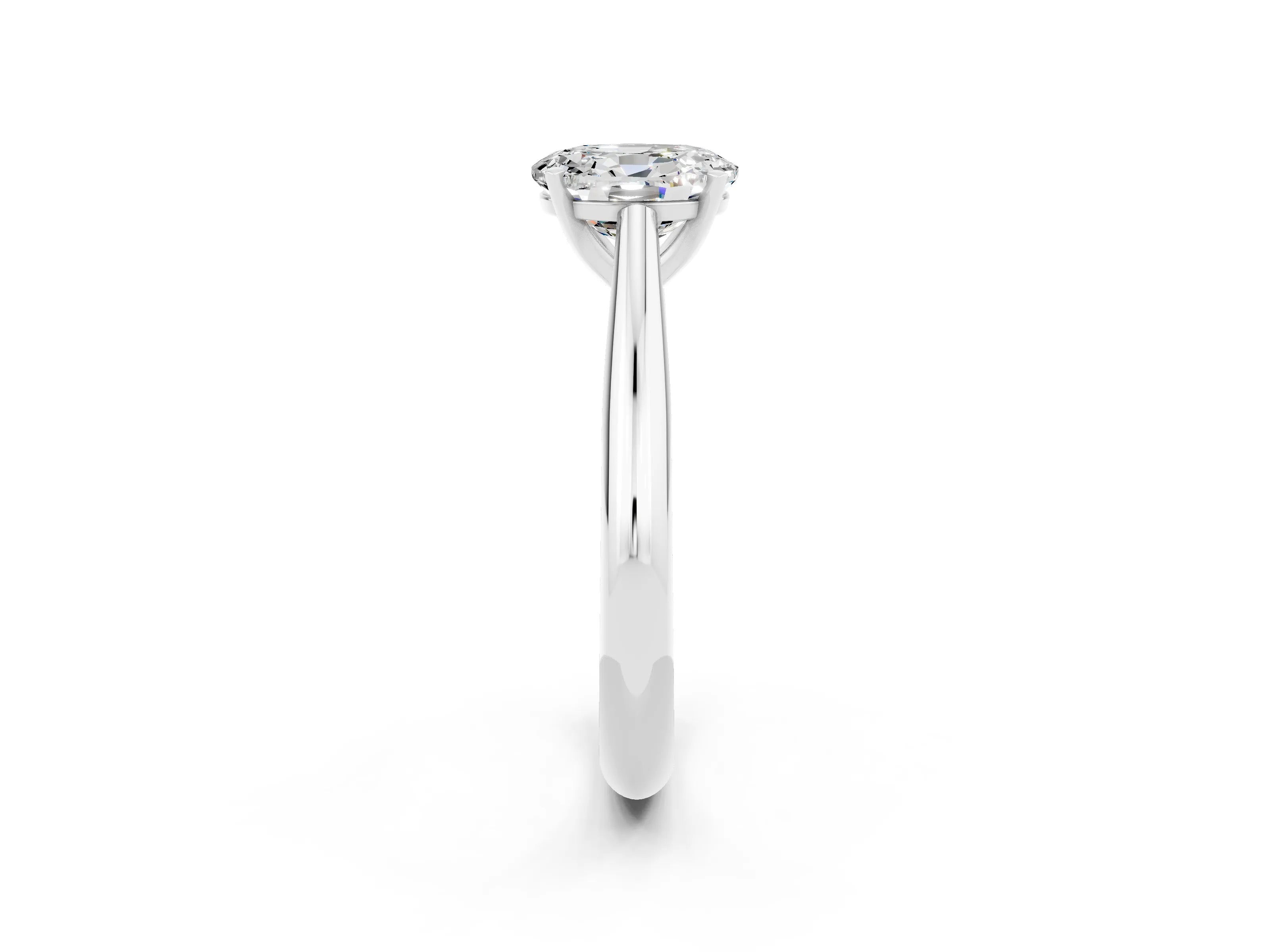 White gold Oval Cut Moissanite Solitaire Engagement Ring with Cathedral Setting and Four-Prong Mount_61