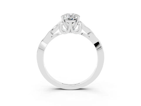 White gold Oval Cut Moissanite Solitaire Engagement Ring with Celtic Knot Band and Four-Prong Setting_3