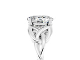 White gold Oval Cut Moissanite Solitaire Engagement Ring with Celtic Knot Band and Four-Prong Setting_5