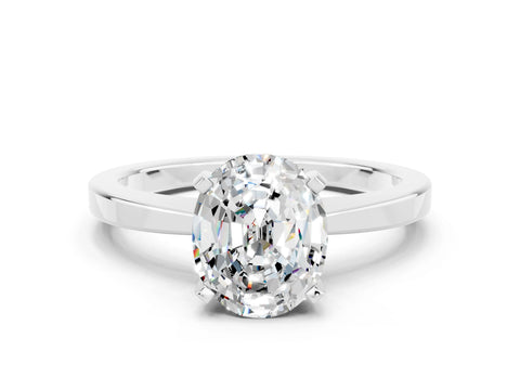 White gold Oval Cut Moissanite Solitaire Engagement Ring with Classic Band and Four-Prong Setting_24