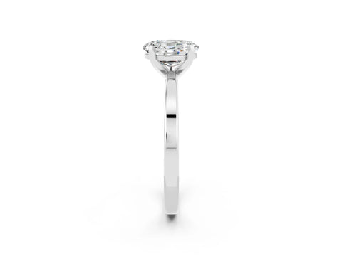 White gold Oval Cut Moissanite Solitaire Engagement Ring with Classic Band and Four-Prong Setting_26