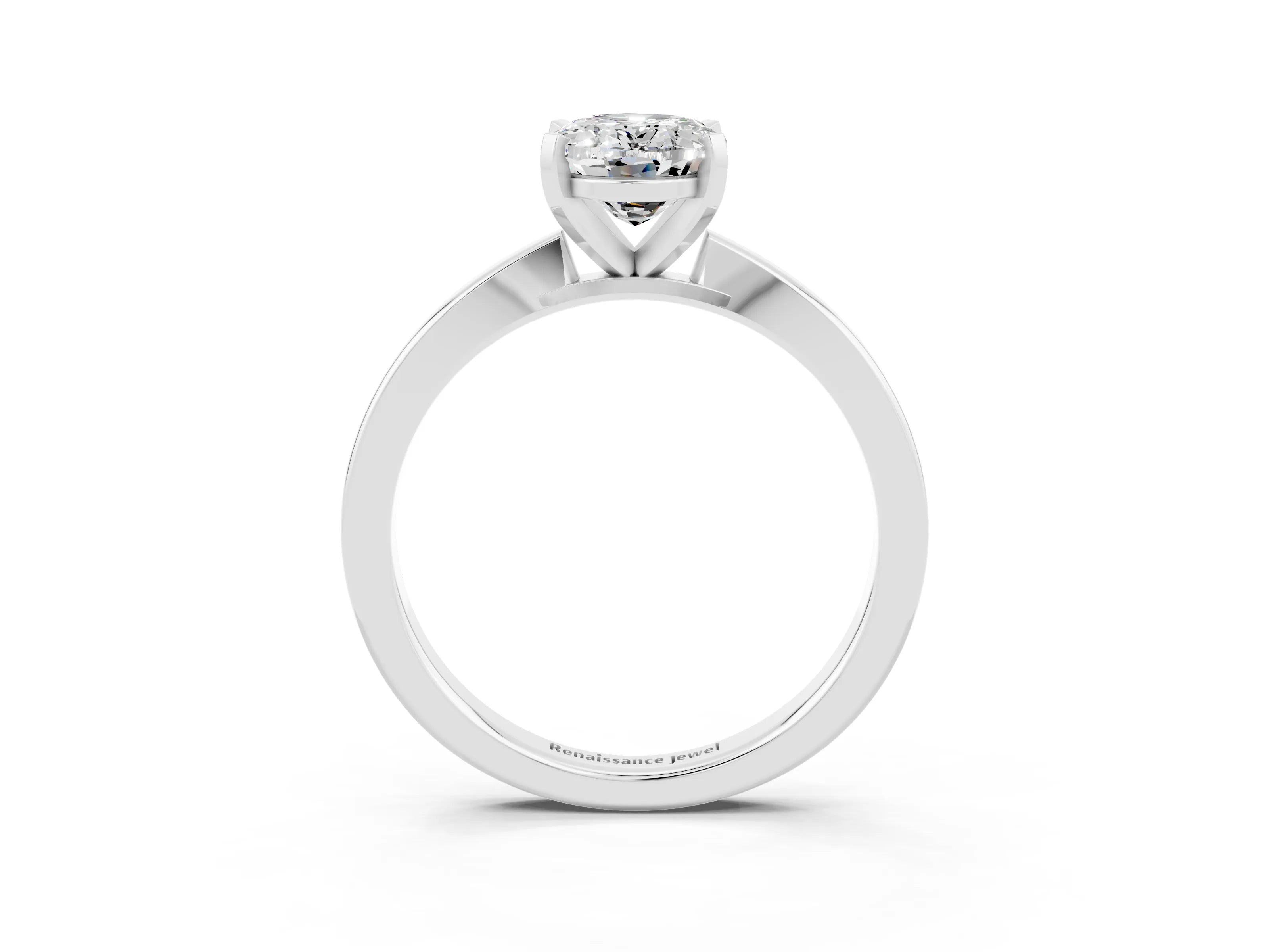 White gold Oval Cut Moissanite Solitaire Engagement Ring with Classic Band and Four-Prong Setting_27