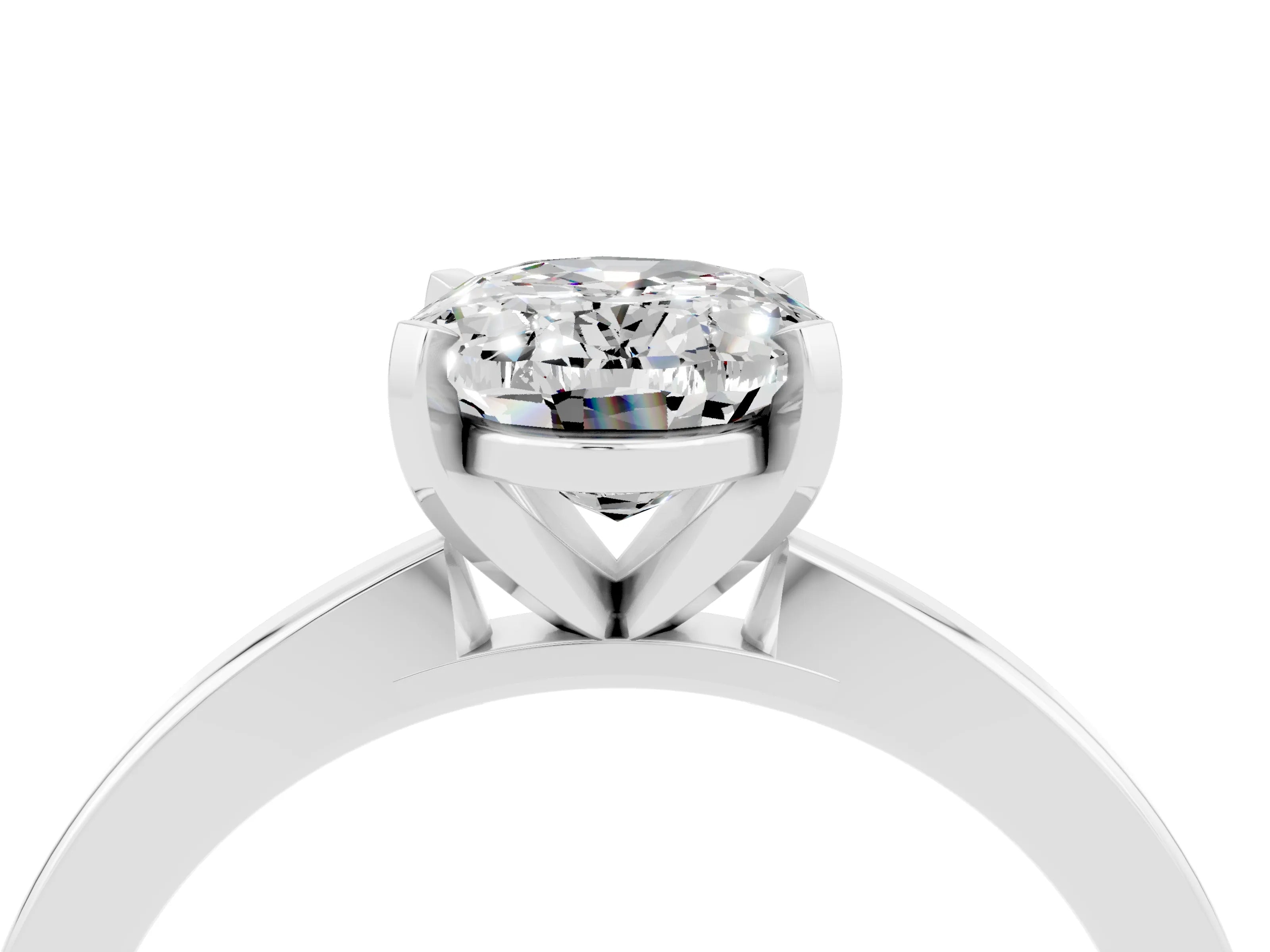 White gold Oval Cut Moissanite Solitaire Engagement Ring with Classic Band and Four-Prong Setting_28