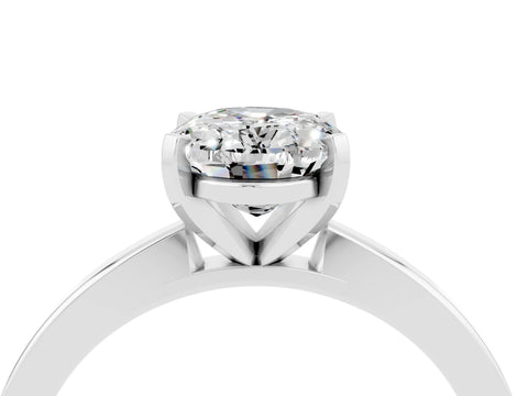 White gold Oval Cut Moissanite Solitaire Engagement Ring with Classic Band and Four-Prong Setting_28
