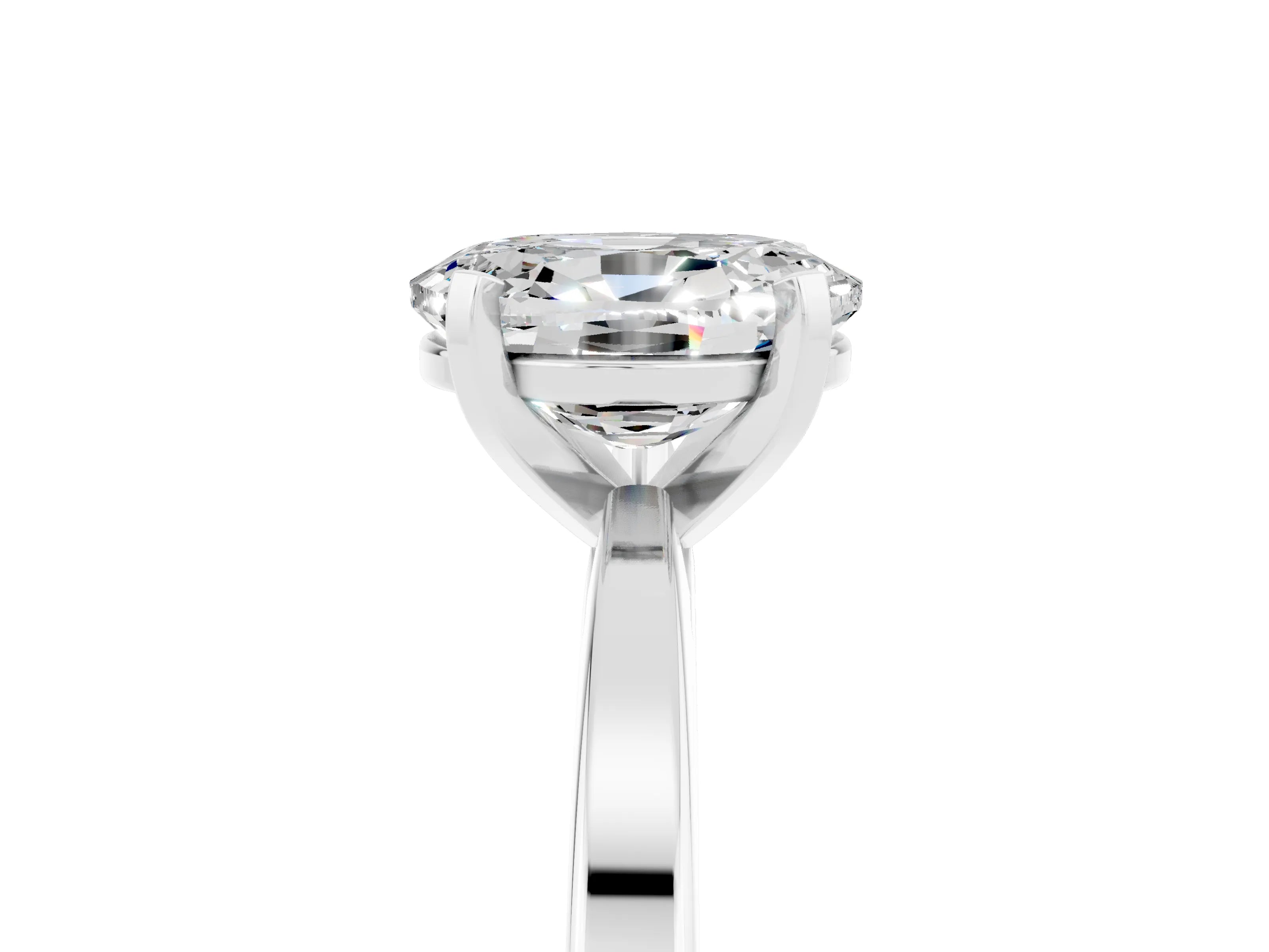 White gold Oval Cut Moissanite Solitaire Engagement Ring with Classic Band and Four-Prong Setting_29