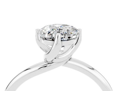 White gold Oval Cut Moissanite Solitaire Engagement Ring with Four-Prong Setting and Classic Band_16