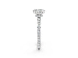 White gold Oval Cut Moissanite Solitaire Engagement Ring with Pavé Band and Four-Prong Setting_2