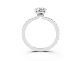 White gold Oval Cut Moissanite Solitaire Engagement Ring with Pavé Band and Four-Prong Setting_3