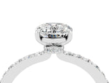 White gold Oval Cut Moissanite Solitaire Engagement Ring with Pavé Band and Four-Prong Setting_4