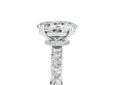 White gold Oval Cut Moissanite Solitaire Engagement Ring with Pavé Band and Four-Prong Setting_5